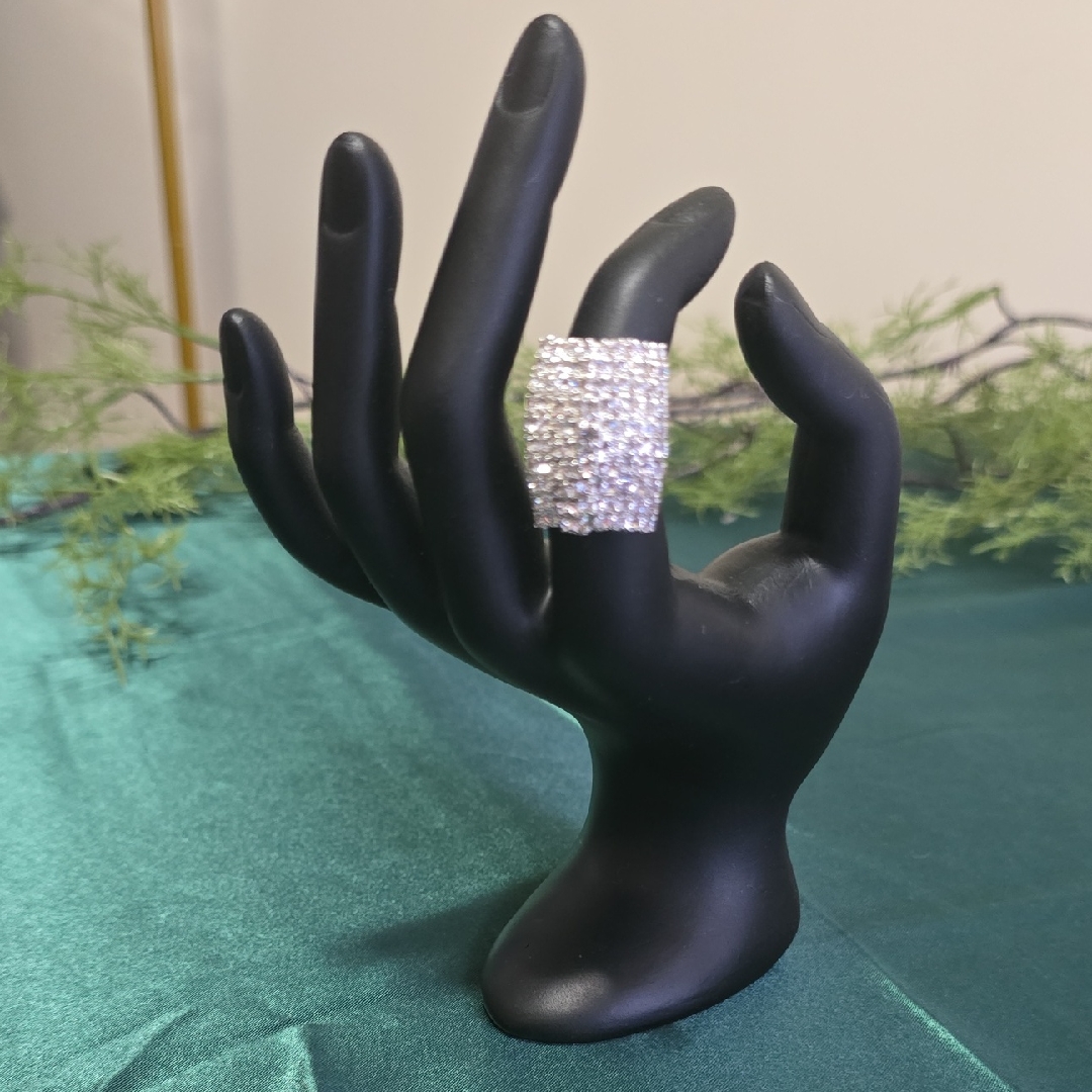 Dazzling Silver Crystal Band Ring